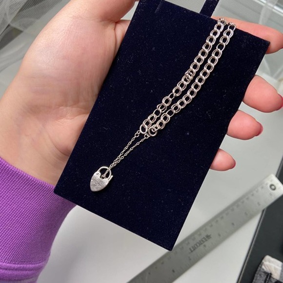 Vintage Sterling Silver Heart Clasp Lock Padlock Charm Bracelet LOCKET - Picture 3 of 8